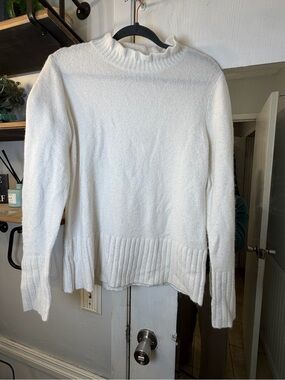 LOFT White Mock Neck Cozy Knit Sweater